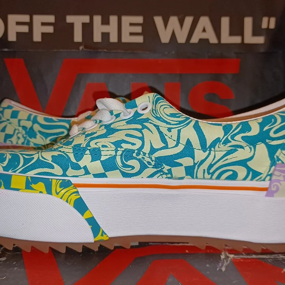 Vans Men's 3.5/Women's 5 Era Stacked Wavy Daze Tile Blue - VN0A4BTOCE5